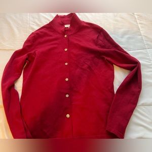 Ann Taylor Factory burgundy cardigan with rhinestone buttons. Women’s sweater